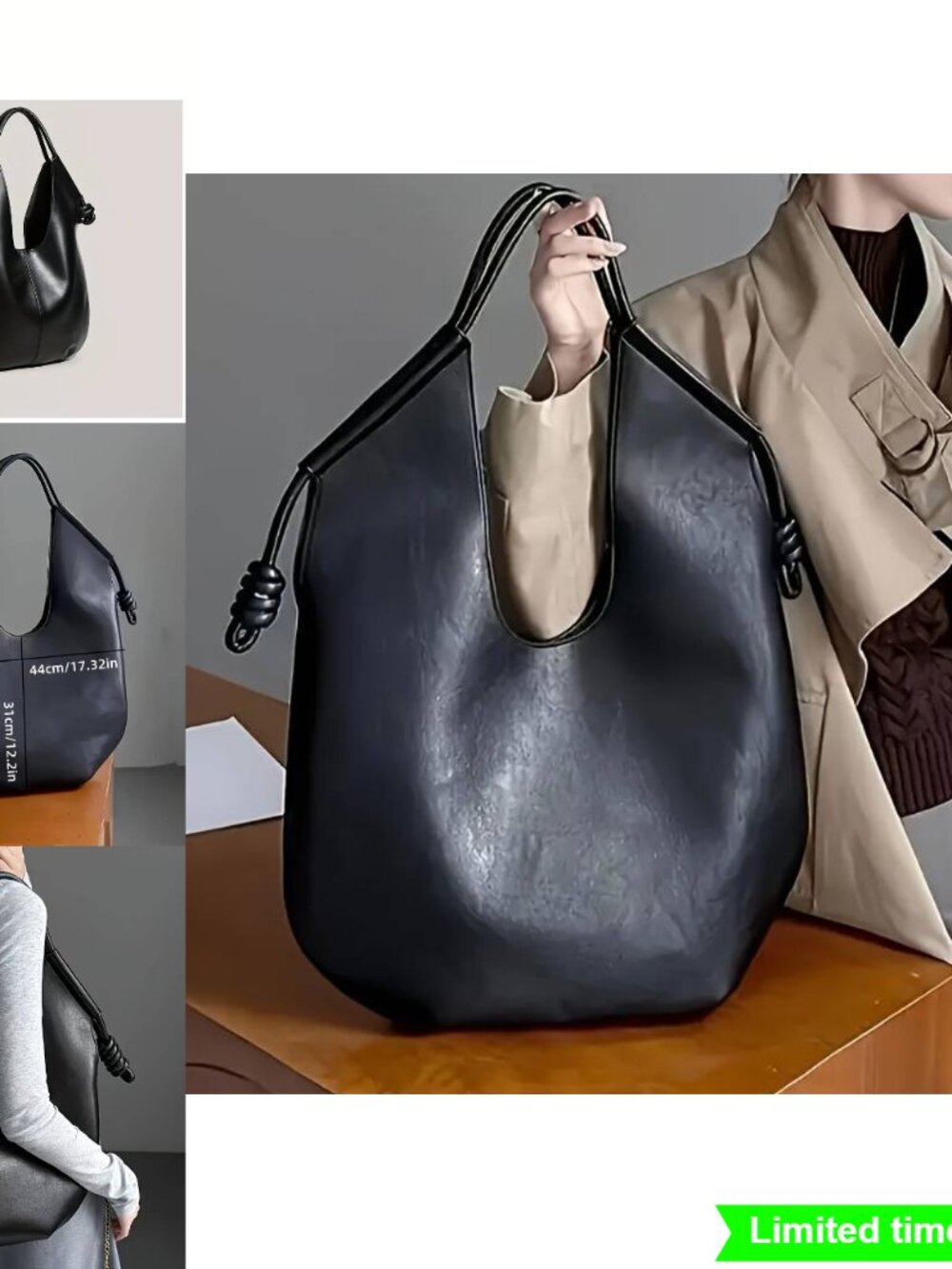 French Style Shoulder Backpack with Adjustable Knit Strap